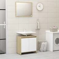 Meble łazienkowe - vidaXL vidaXL Zestaw mebli łazienkowych, biel i dąb sonoma, płyta wiórowa 8720286016039 - miniaturka - grafika 1