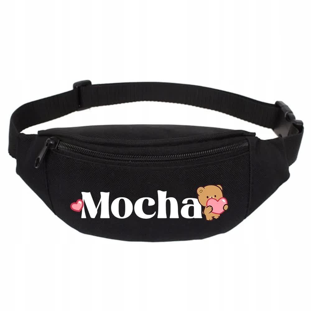 SPORTOWA NERKA CZARNA Biodrowa Na Prezent Dla Fana PEACH GOMA Mocha Wzory