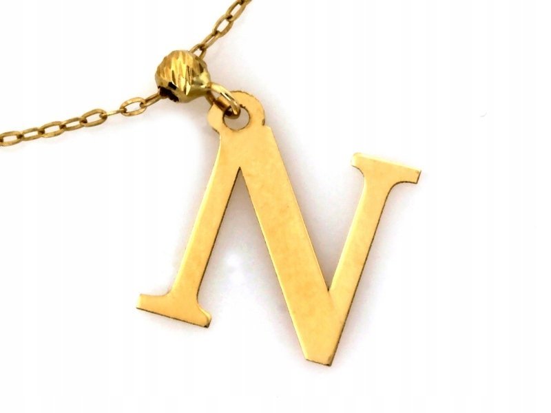 Złoty naszyjnik celebrytka z literą N inicjał pr.585