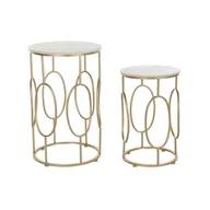 Ławy i stoliki kawowe - Emaga Komplet 2 Stolików DKD Home Decor Złoty Metal Biały Marmur (38 x 38 x 60 cm) (2 pcs) - miniaturka - grafika 1