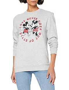 Disney Damska bluza Mickey i Minnie Love Never Goes Out of Style, Szary (Heather Grey Hgy), S - Bluzy damskie - miniaturka - grafika 1