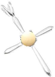 Srebrny krzyżyk z bursztynem - Biżuteria religijna - miniaturka - grafika 1