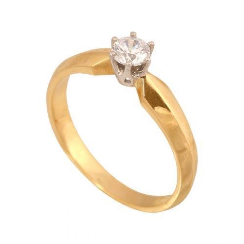 Złoty Pierścionek Zaręczynowy z Cyrkonią 585 2.6 g, R 17 Rodium