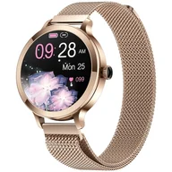 Smartwatch - Veltori VT340-1 Złota Bransoleta + Różowy Pasek Silikonowy - miniaturka - grafika 1