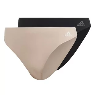 adidas Bielizna damska Active Micro Flex stringi majtki (2 sztuki), Czarna kuźnia żelazo/brzoskwiniowy bicz biały, L - Majtki damskie - miniaturka - grafika 1