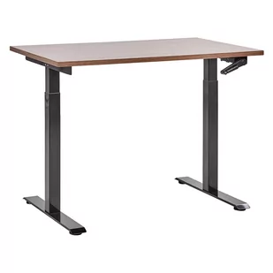 Biurko regulowane manualnie 120 x 72 cm ciemne drewno z czarnym DESTIN III - Biurka - miniaturka - grafika 1