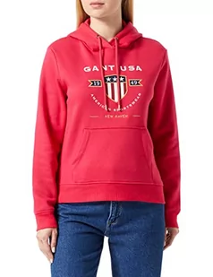 GANT Damska bluza z kapturem D1. Banner Shield Hoodie bluza z kapturem, Raspberry RED, standardowa - Bluzy damskie - miniaturka - grafika 1