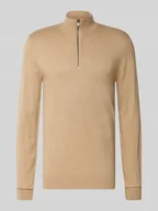 Swetry męskie - Bluza z kołnierzem z mieszanki bawełny z efektem dzianiny - miniaturka - grafika 1