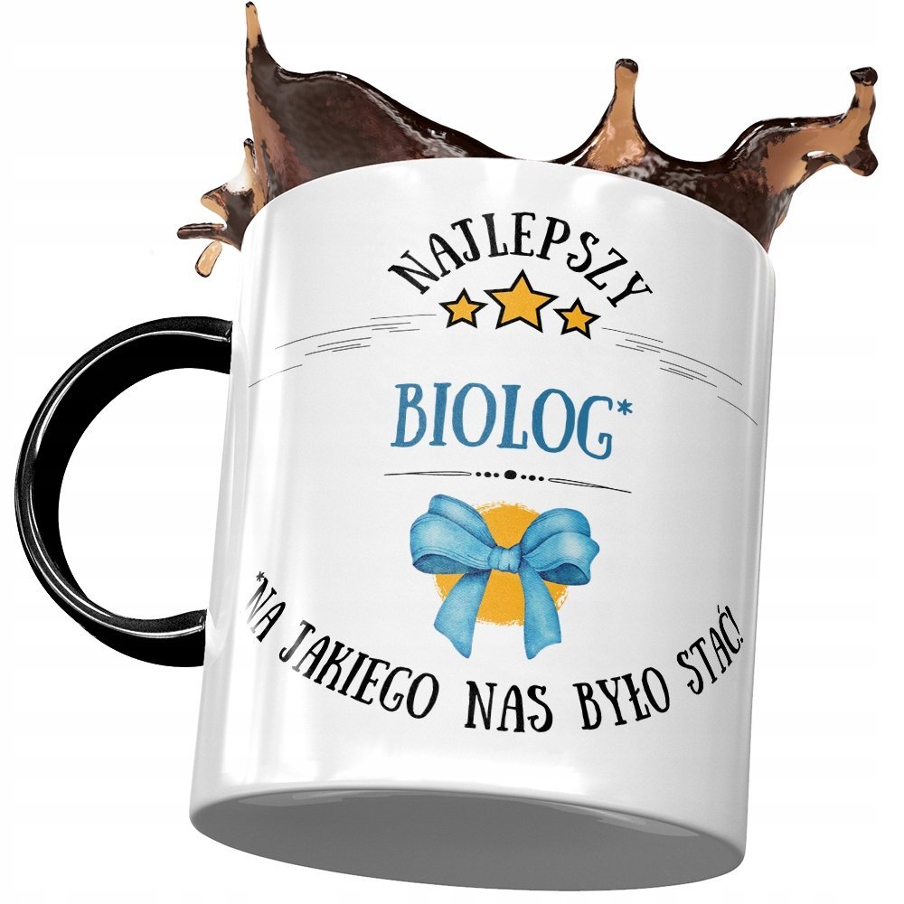 Kubek Czarny Dla Biologa Najlepszy Biolog Kubek z Nadrukiem ze Zdjęciem + Opakowanie na prezent (wzór 01)