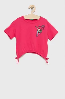 Koszulki dla dziewczynek - Benetton United Colors of United Colors of t-shirt bawełniany dziecięcy kolor różowy - grafika 1