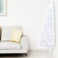 Choinki - vidaXL vidaXL Sztuczna choinka, ze stojakiem, połowa, biała, 150 cm, PVC - miniaturka - grafika 1