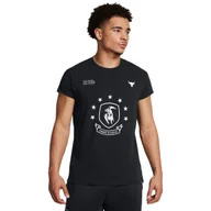 Koszulki sportowe męskie - Męska koszulka treningowa Under Armour Project Rock Evolve Cap Slv T - czarna - UNDER ARMOUR - miniaturka - grafika 1