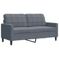 Sofy i kanapy - vidaXL Sofa 2-osobowa, ciemnoszary, 140 cm, tapicerowana aksamitem - miniaturka - grafika 1