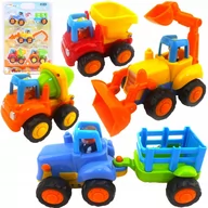 Samochody i pojazdy dla dzieci - Pojazdy Auta Budowlane Zestaw 4SZT Koparka Traktor - miniaturka - grafika 1
