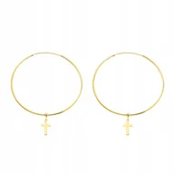 Kolczyki - Pozłacane Kolczyki Koła z Krzyżykiem Pr.925 - miniaturka - grafika 1