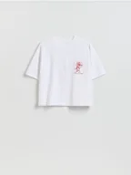 Koszulki i topy damskie - Reserved - T-shirt z haftem - biały - miniaturka - grafika 1