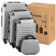 Walizki - zestaw walizek podróżnych duża średnia kabinowa mała na kółkach 4w1 conseé srebrny - miniaturka - grafika 1