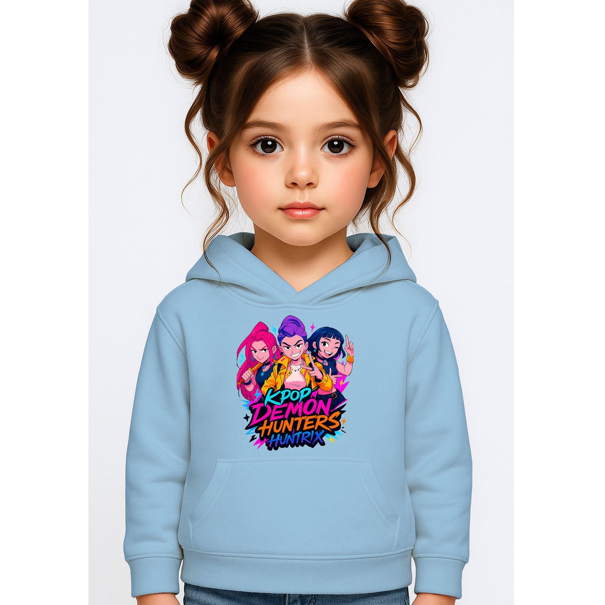 BLUZA DZIECIĘCA KPOP DEMON HUNTERS HUNTRIX 110-116 Z KAPTUREM BAWEŁNIANA