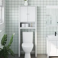Szafki łazienkowe - vidaXL Szafka nad WC BERG, biała, 60x27x164,5 cm, drewniana - miniaturka - grafika 1