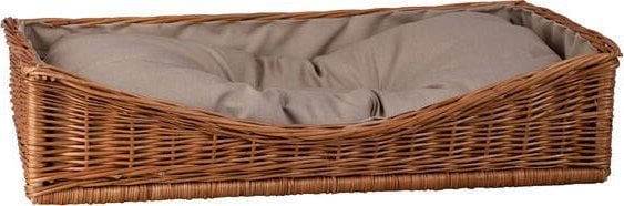 WickerPL Prostokątne legowisko dla psa z beżową poduszką 80X50 H10/19 CM