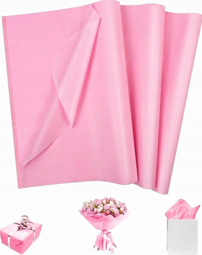 PAPIER JEDWABNY 35 ARKUSZY 50X70CM RÓŻOWY ARKUSZ PAKOWY DEKORACJA DIY