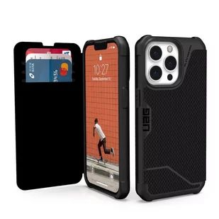 Urban Armor Gear Metropolis Folio Etui Pancerne z Klapką do iPhone 13 (Kevlar Black) 113176113940 - Etui i futerały do telefonów - miniaturka - grafika 2