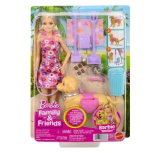 Barbie lalka Malibu spacer z pieskiem czyścioszkiem Mattel - Lalki dla dziewczynek - miniaturka - grafika 1