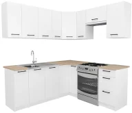 Meble kuchenne - Biały narożny komplet mebli kuchennych - Yorix - miniaturka - grafika 1