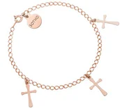 Biżuteria religijna - Bransoletka z różowego złota z trzema krzyżykami - miniaturka - grafika 1