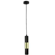 Lampy sufitowe - KET LAMPA wisząca KET1254 metalowa OPRAWA zwis tuba czarna złota KET1254 - miniaturka - grafika 1