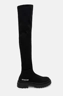 Kozaki damskie - Love Moschino kozaki damskie kolor czarny na płaskim obcasie JA26015G1LIMZ000 - miniaturka - grafika 1