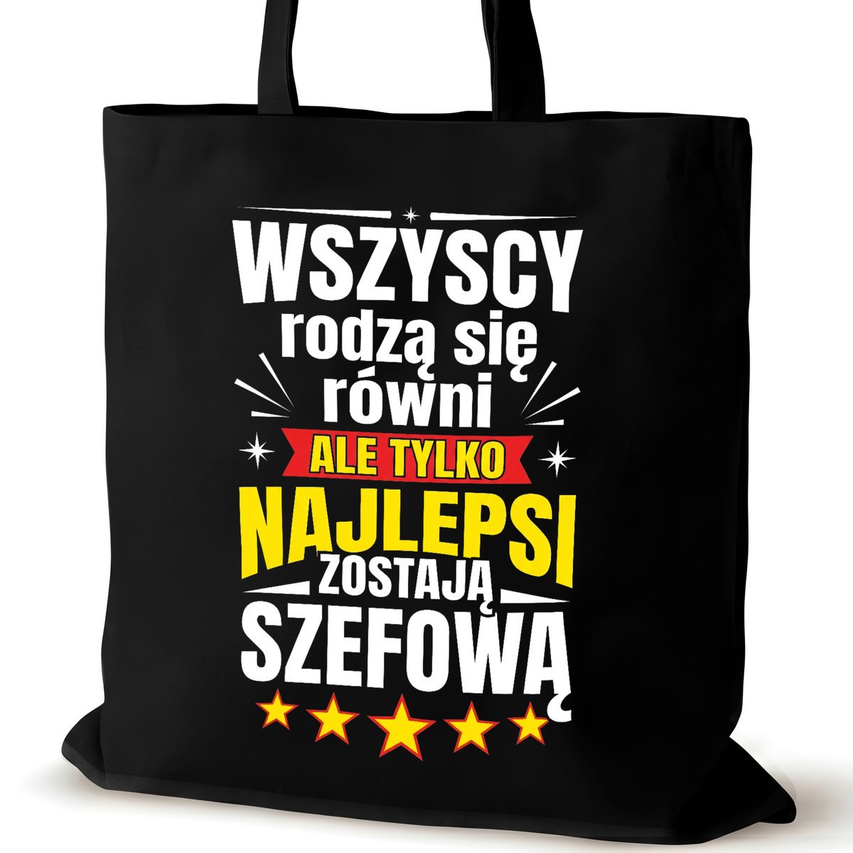 Czarna torba bawełniana dla szefowej na ramię duża prezent biura równi