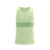 Koszulki sportowe męskie - COMPRESSPORT Koszulka biegowa PERFORMANCE SINGLET cream/neon green - miniaturka - grafika 1