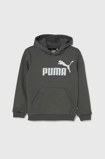 Bluzy dla chłopców - Puma bluza dziecięca kolor szary z kapturem z nadrukiem - grafika 1