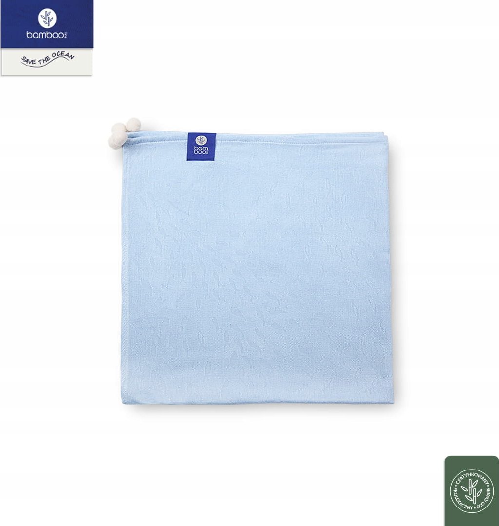 PIELUSZKA BAMBUSOWA/ALG Z BĄBELKAMI 75X75 BŁĘKIT SAVE THE OCEAN GAT 1