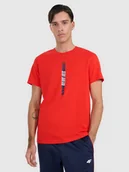 Koszulki męskie - Klasyczna koszulka bawełniana dla mężczyzny 4F 4FRAW25TTSHM3225-62S Czerwony XL - miniaturka - grafika 1