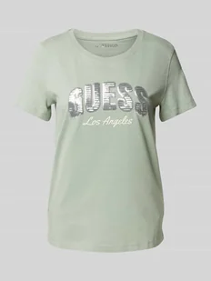 T-shirt z cekinowym obszyciem model ‘SEQUINS’ - Koszulki i topy damskie - miniaturka - grafika 1