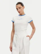 Koszulki i topy damskie - Tommy Hilfiger T-Shirt WW0WW44581 Écru Slim Fit - miniaturka - grafika 1