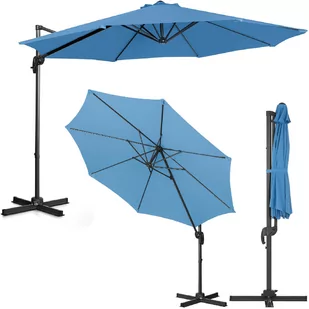 Uniprodo Parasol ogrodowy wiszący niebieski okrągły 300 cm uchylny UNI_UMBRELLA_2R300BL_N - Parasole ogrodowe - miniaturka - grafika 1