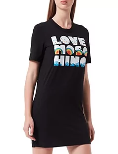 Love Moschino Damska sukienka regularna z krótkimi rękawami, czarny, 44 - Sukienki - miniaturka - grafika 1