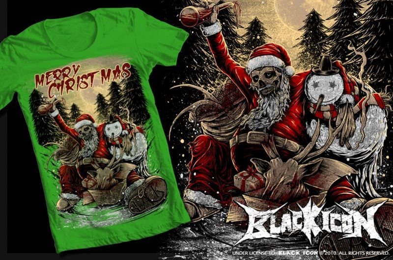 koszulka BLACK ICON - MERRY CHRISTMAS (MICON042) green-S