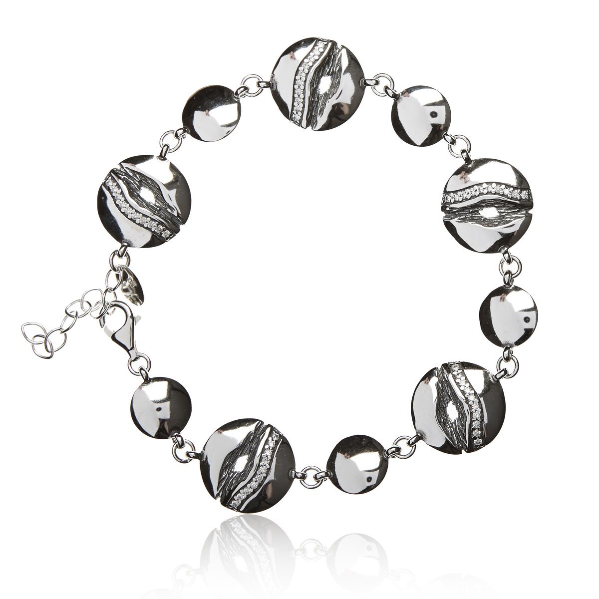 ankabizuteria.pl Bransoletka srebrna oksydowane KÓŁKA z cyrkoniamii