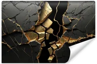 Fototapety - Fototapeta Do Salonu Czarny MARMUR Kamień Efekt 3D 368cm x 254cm - miniaturka - grafika 1