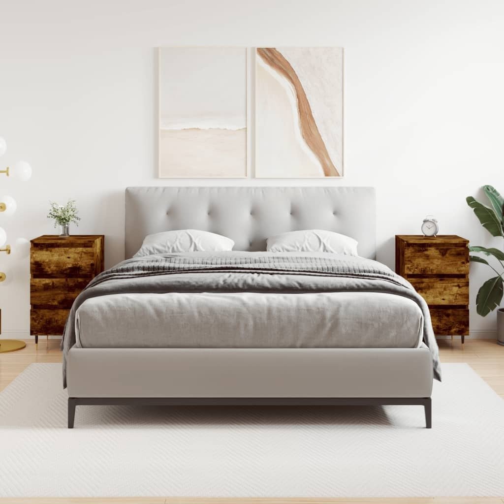 vidaXL Szafki nocne 2 szt. Dąb wędzony 40x35x69 cm Materiał drewnopochodny - Stolik nocny - Szafki nocne - Szafka nocna - Szafka nocna