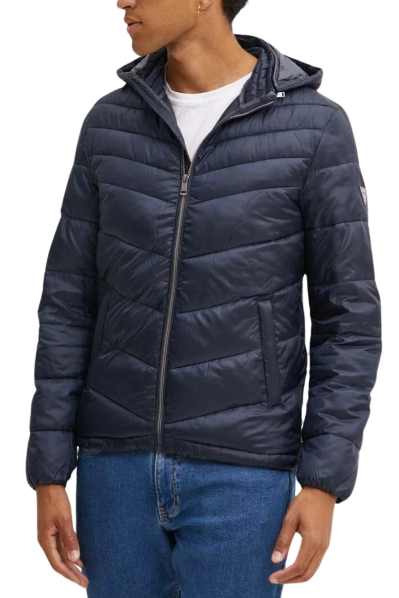 GUESS Granatowa męska kurtka z kapturem Super Light Puffa Jacket L
