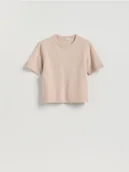 Swetry damskie - Reserved - Wełniany sweter - beżowy - miniaturka - grafika 1