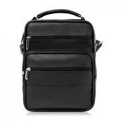 Nerki - SASZETKA MĘSKA SKÓRZANA NA RAMIĘ CZARNA TORBA MĘSKA DO PRACY ABRUZZO ABR-18 - miniaturka - grafika 1