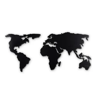 Czarna metalowa dekoracja ścienna World Map XL - Dekoracje domu - miniaturka - grafika 1