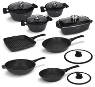 Zestawy garnków i patelni - Zestaw garnków, patelni, pokrywek i brytfanna 14 el. Black Stone Zwieger - miniaturka - grafika 1