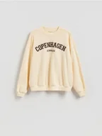 Bluzy damskie - Reserved - Bluza z haftowanym napisem - jasnożółty - miniaturka - grafika 1